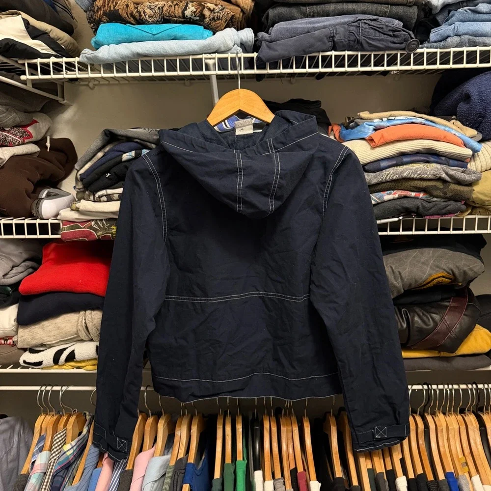 Vintage Nike Jacket Boys S Navy Blue Anorak Half Zip Contrast Stitch Hooded